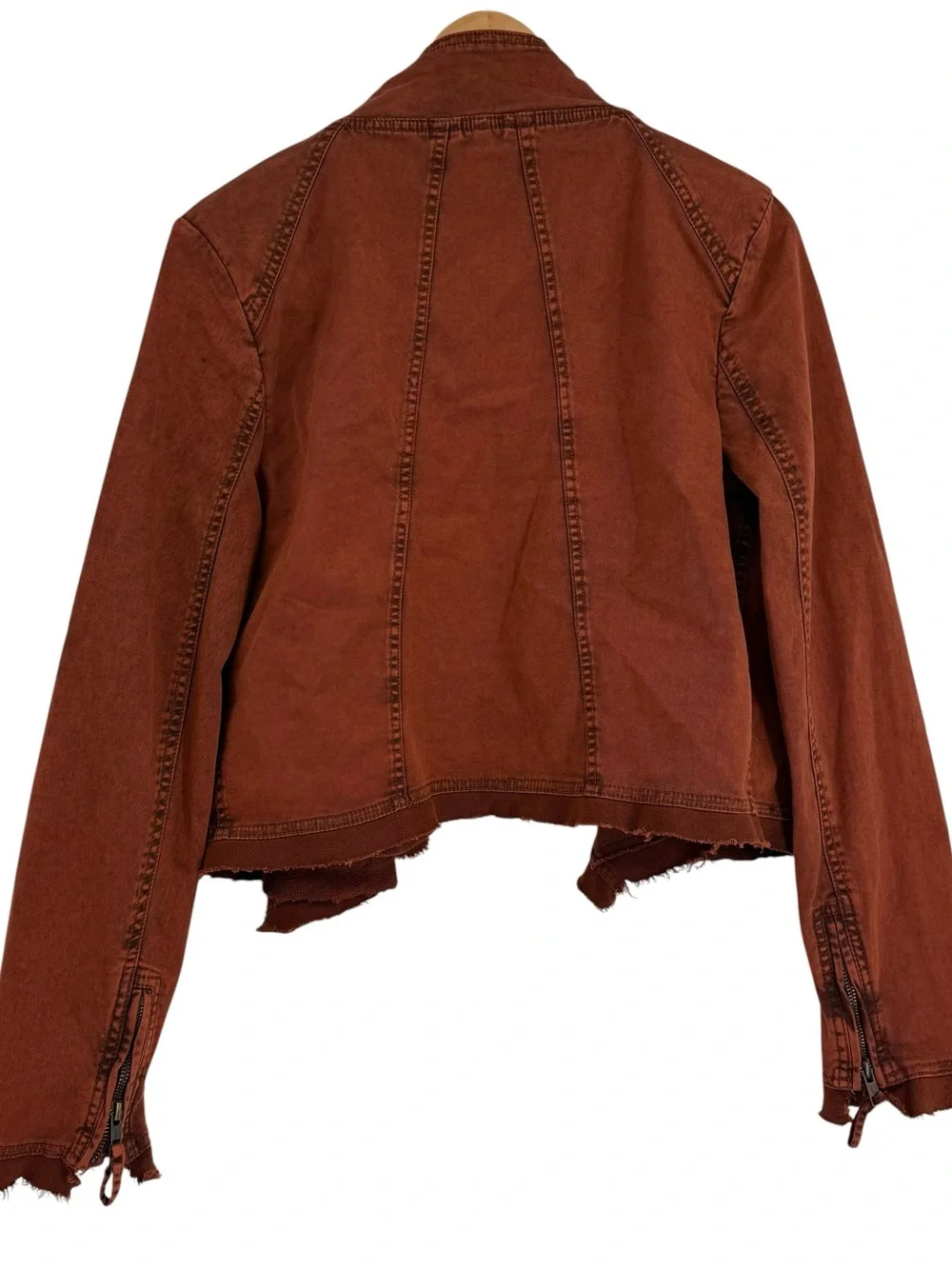 FREE PEOPLE Boho Collapsing Twill Raw Edge Hanna Jacket Rustic Size M Snap